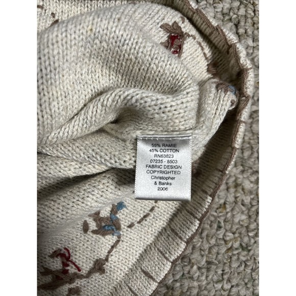 Christopher & Banks Full Zip Up Cardigan Sweater Knitted Oatmeal Size Medium - Picture 14 of 16